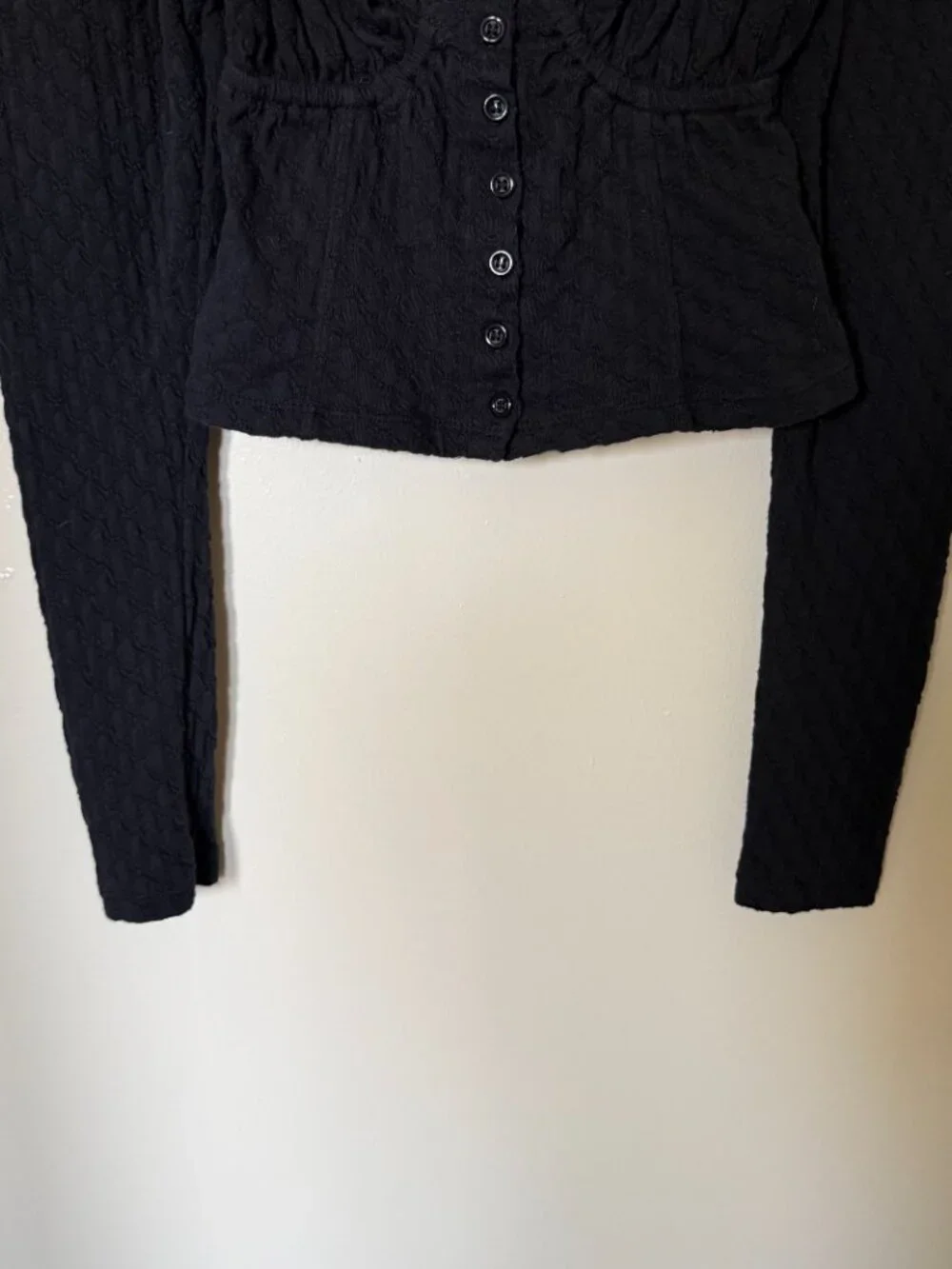 Free People Ladybug Black Long Sleeve Crop Top XS